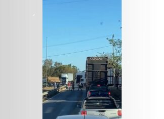 VÍDEO: briga de facão entre caminhoneiros para o trânsito na BR-153