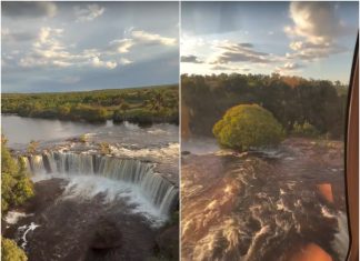 Cantor Juliano, da dupla com Henrique, faz sobrevoo de helicóptero e curte fim de semana com amigos na Cachoeira da Velha