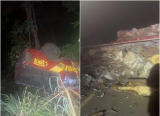 Viatura dos Bombeiros capota após tentar desviar de caminhão tombado e militares ficam feridos
