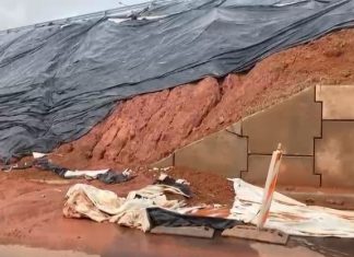 Chuvas fortes provocam deslocamento da parede de contenção de viaduto na BR-153, aponta Defesa Civil