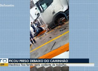 Mecânico tem cabeça prensada por cabine de caminhão após macaco hidráulico ceder em oficina