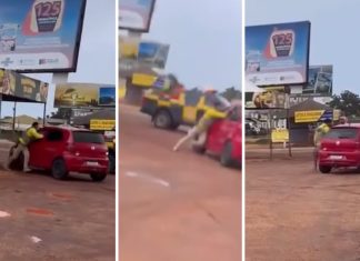Motorista arrasta agente de trânsito com carro durante abordagem; assista
