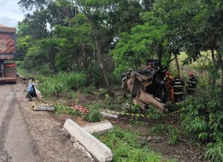 Acidente entre caminhonete e caminhão deixa um morto e três feridos na BR-153