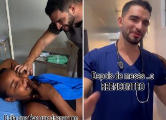 Mulher reencontra ‘médico bonitão’ após vídeo de atendimento viralizar; assista